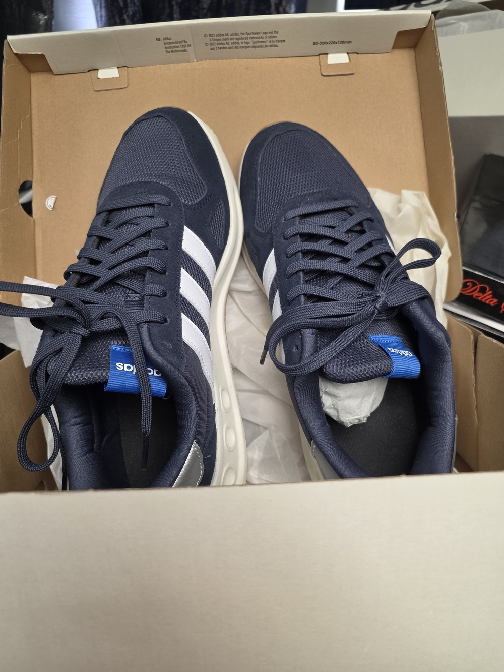 Adidas Navy & White Men's Sneakers - Classic 3-Stripes